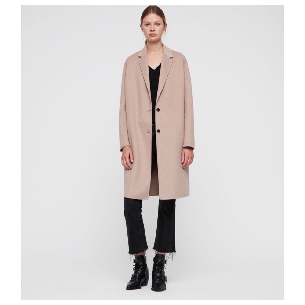 ALLSAINTS Anya Wool-blend Coat In Quartz Pink Pockets 2 Buttons NWT $525